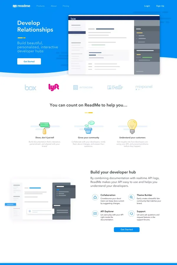 ReadMe: Beautiful, personalized, interactive docs - Landing design inspiration