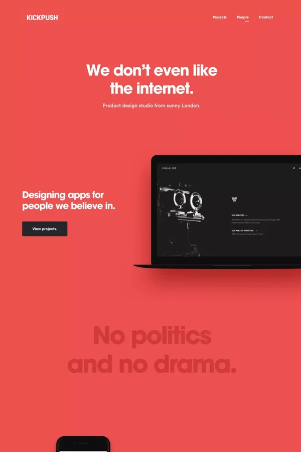Kickpush | Product design studio - Portfolio design inspiration