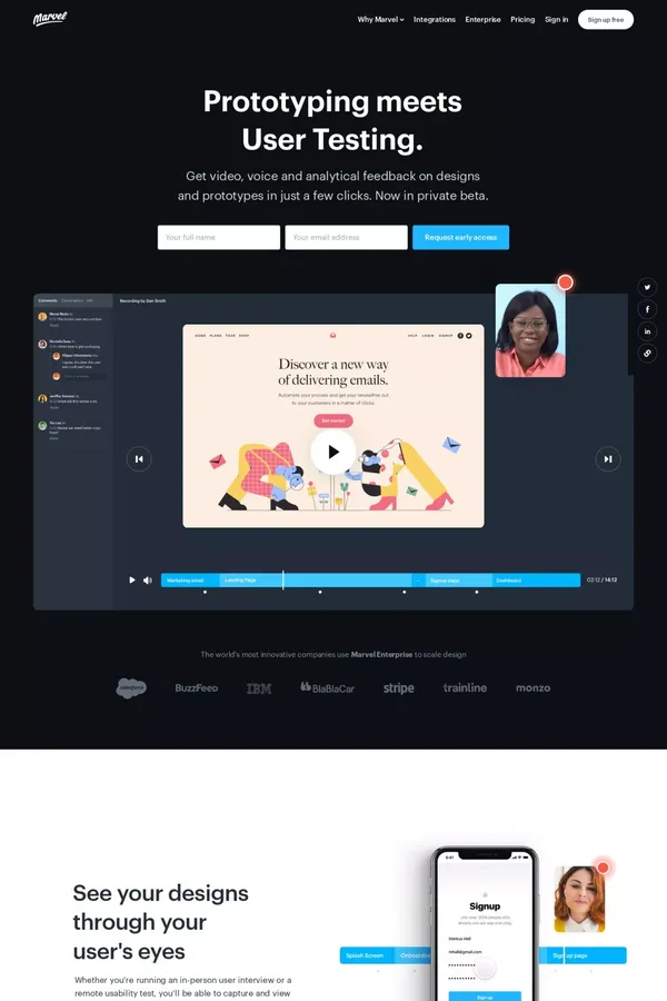 Prototyping meets User Testing | Marvel - Landing design inspiration