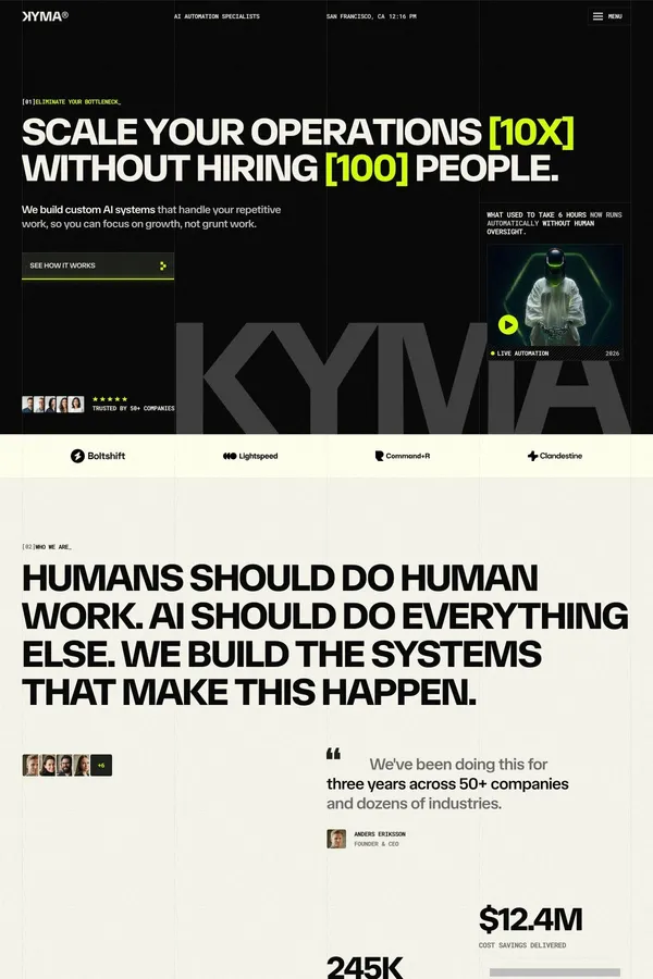 KYMA - AI Automation Agency Template for Framer - Template design inspiration