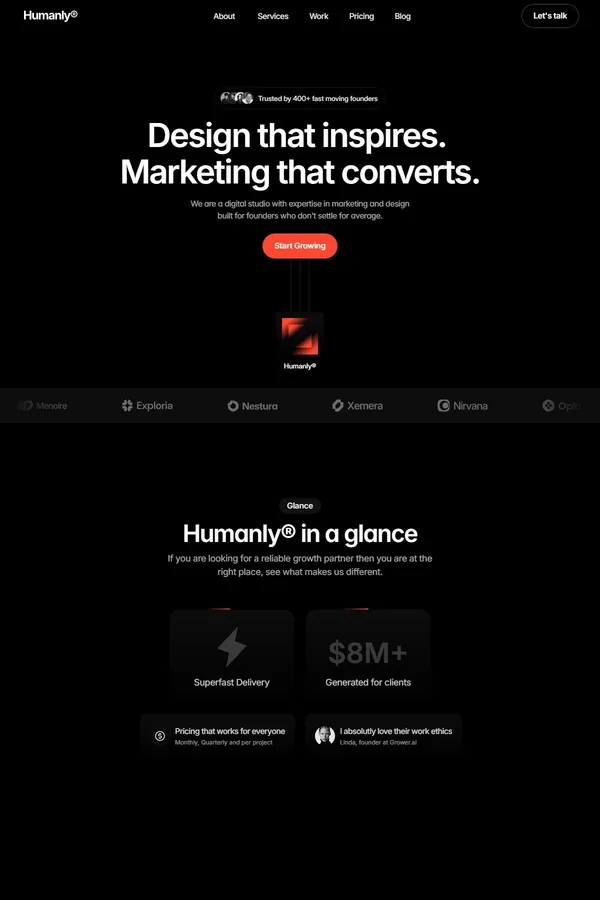 Humanly - Premium Agency Template for fast founders - Template design inspiration
