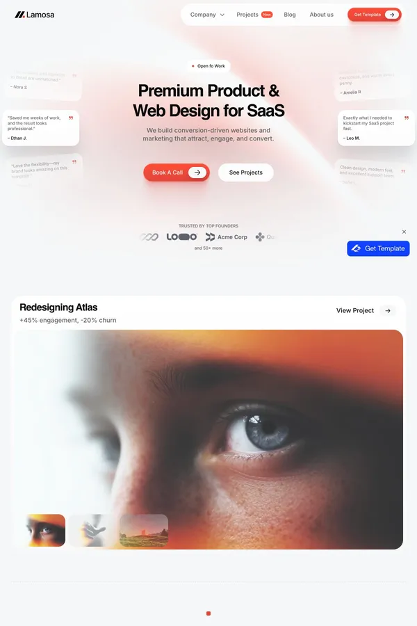 lamosa Studio- Premium agency/ Saas template - Template design inspiration