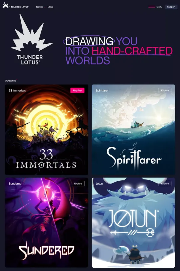 Thunder Lotus Games – Thunder Lotus is a passionate collective of game developers in Montreal, Canada. Makers of 33 Immortals and the award-winning Spiritfarer. - Other design inspiration