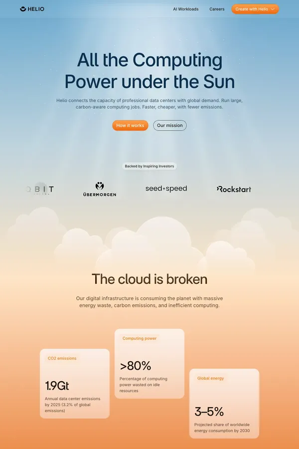 Helio: Powering a Brighter Cloud - Product page design inspiration