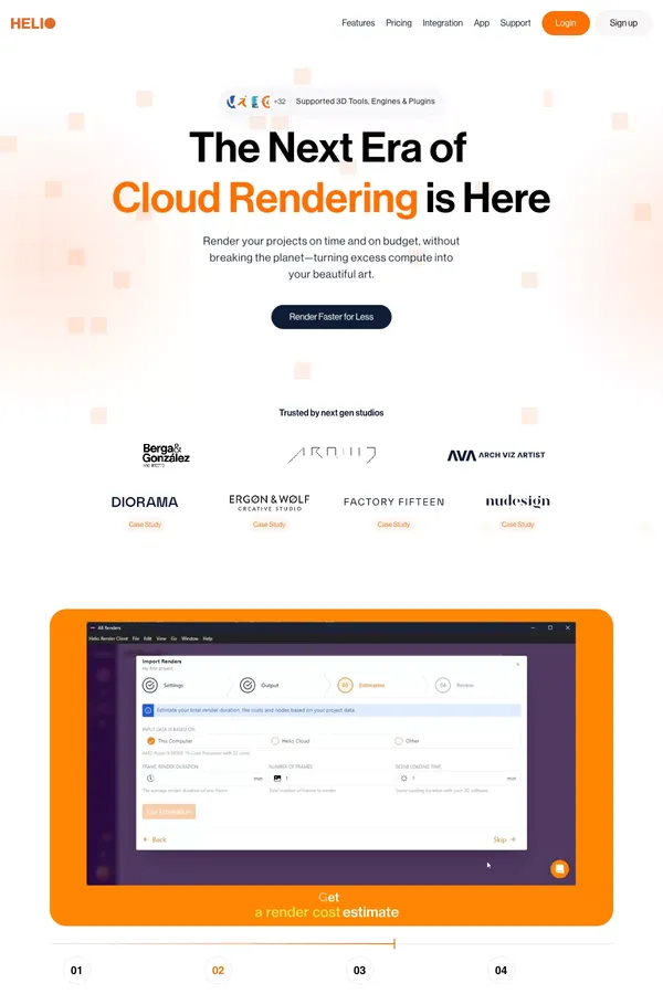 Helio: The next era of cloud rendering - Product page design inspiration
