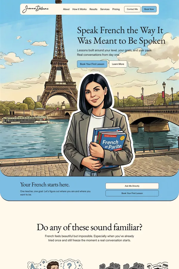 Janna Deloume - French Teacher - Landing design inspiration