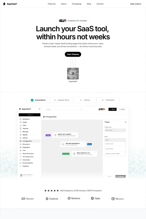 Superfast® - Premium Saas Template for fast founders - Template design inspiration