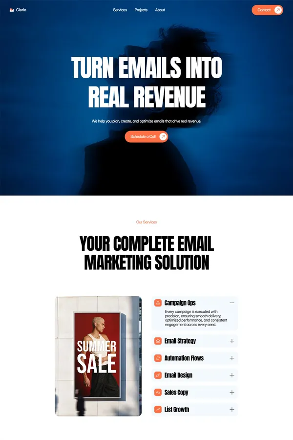 Clario â Email Marketing Agency Template