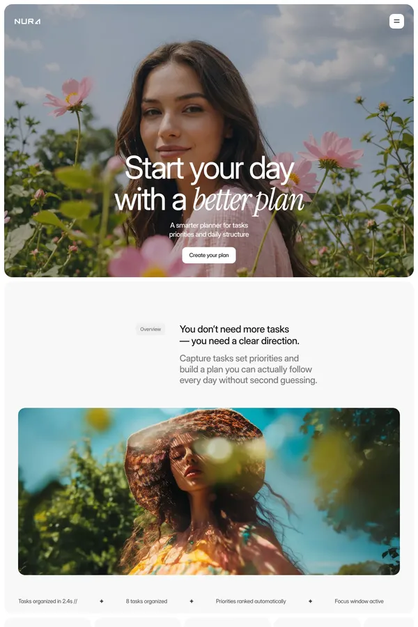 Nura - Adaptive Daily Planning - Template design inspiration