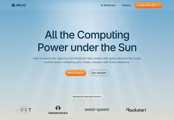 Helio: Powering a Brighter Cloud - Product page design inspiration