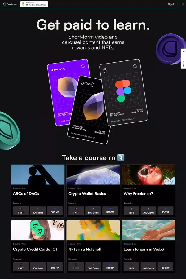 Continuum - Landing design inspiration