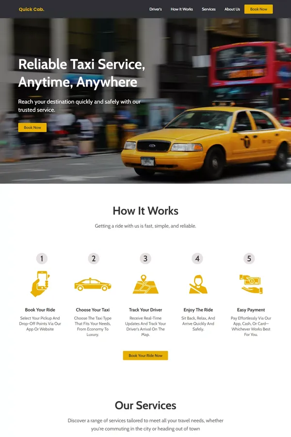 QuickCab - Reliable Taxi Service for Fast and Safe Rides Anytime