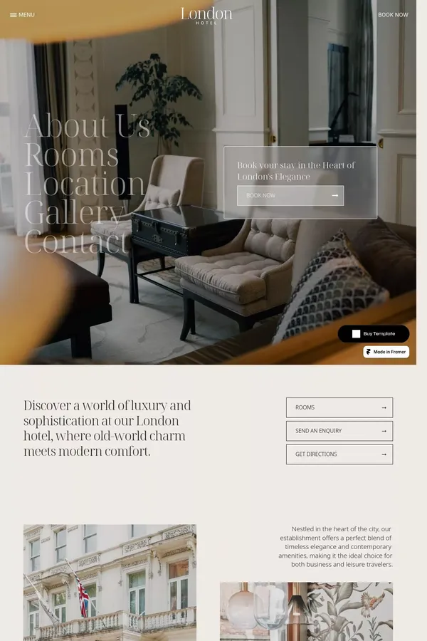 Hotel Template for Framer with CMS by iframe.design