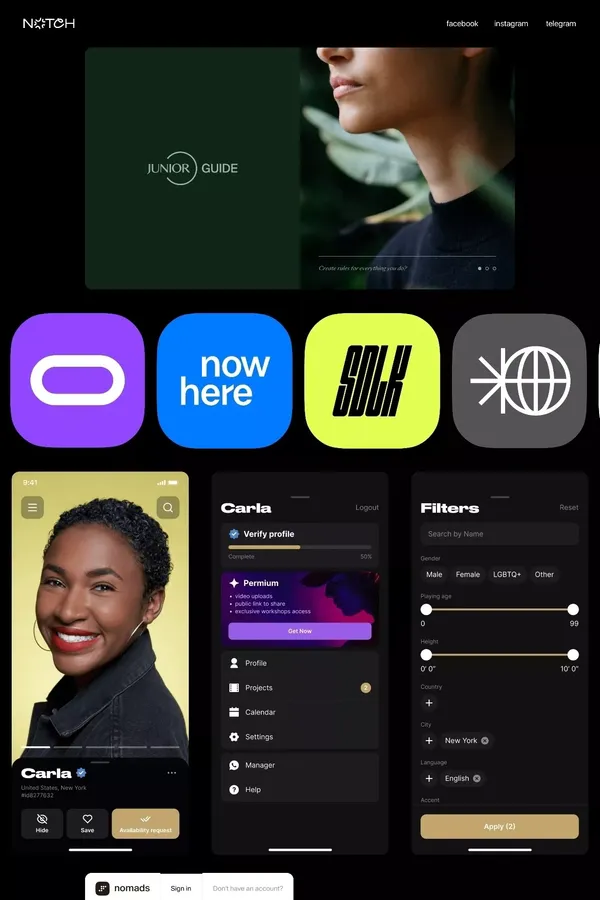 Notch - Portfolio design inspiration