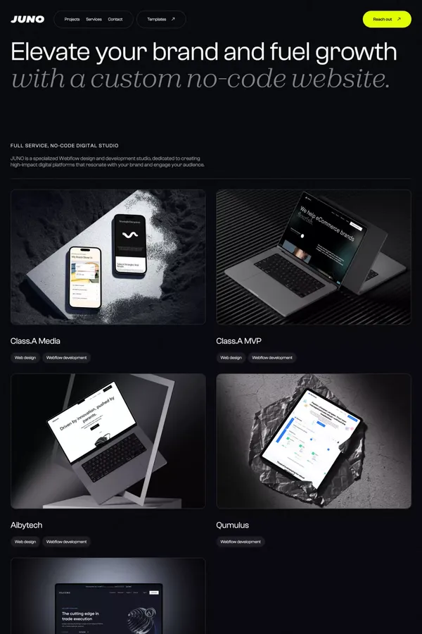 JUNO - Elevate your brand and fuel growth with a custom no-code website.