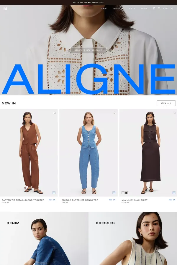 ALIGNE | Contemporary Womenswear Designed In East London - Ecommerce design inspiration