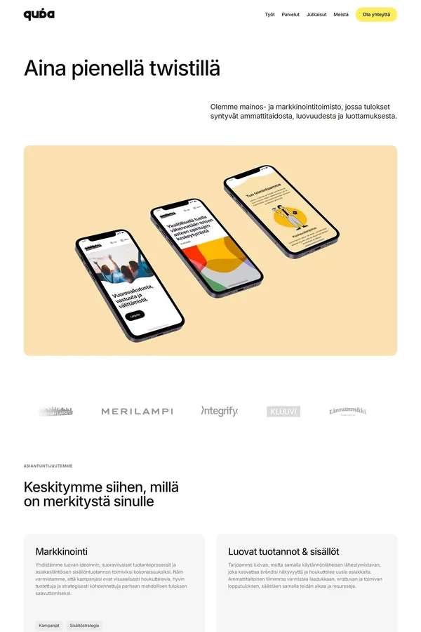 Mainostoimisto Quba - Aina pienellä twistillä. - Portfolio design inspiration