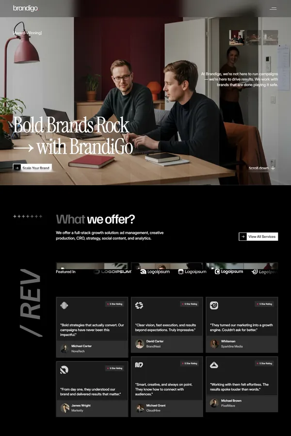 Brandigo - Bold Marketing Agency - website design inspiration