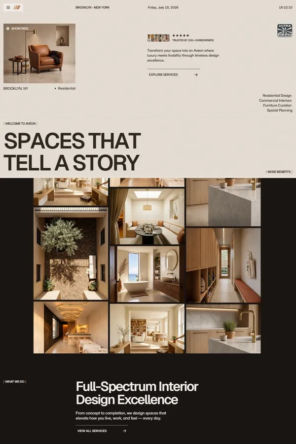Avéon - Interior Design Studio | Residential & Commercial Interiors - website design inspiration