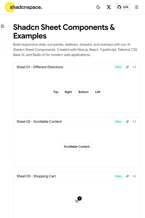 4+ Modern Shadcn Sheet Components Built with React & Next.js