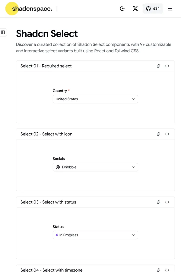9+ Shadcn Select Components - UI Components and Variants