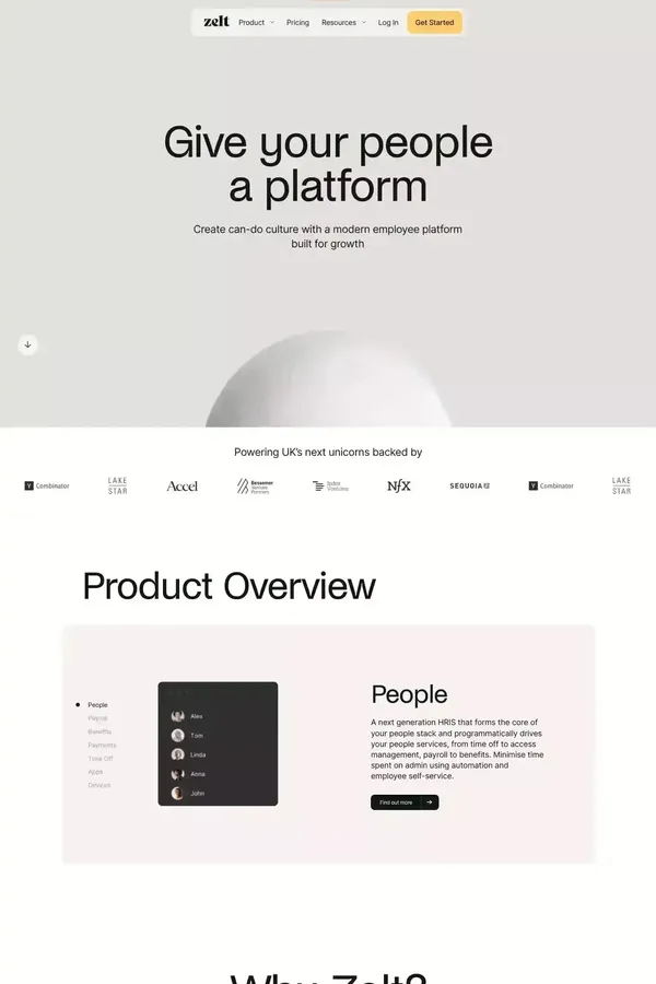 Zelt – The employee platform for growth - Landing design inspiration