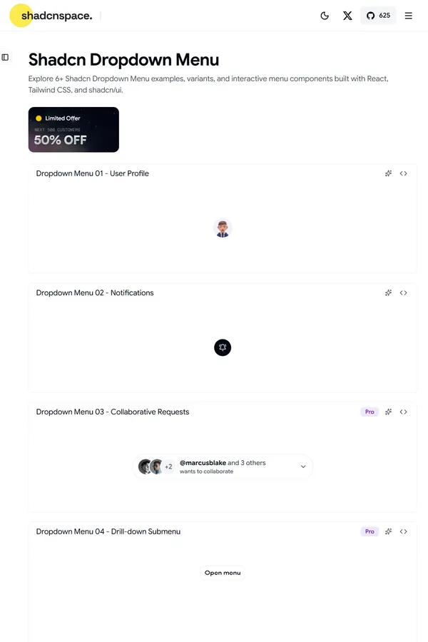 6+ Shadcn Dropdown Menu Components for React & Next.js