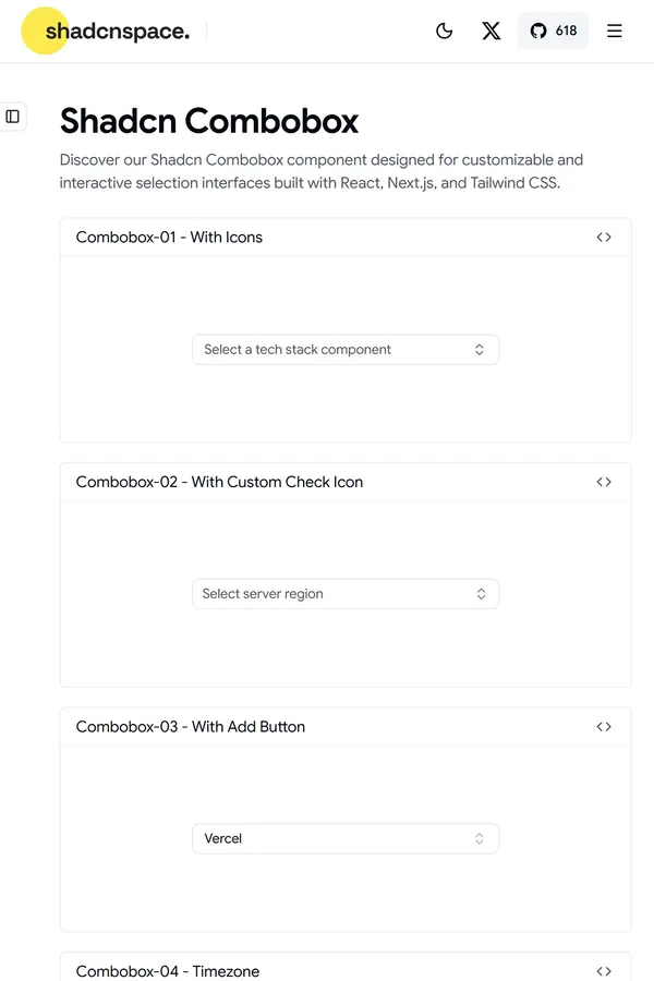 9+ Shadcn Combobox Component for React & Next.js