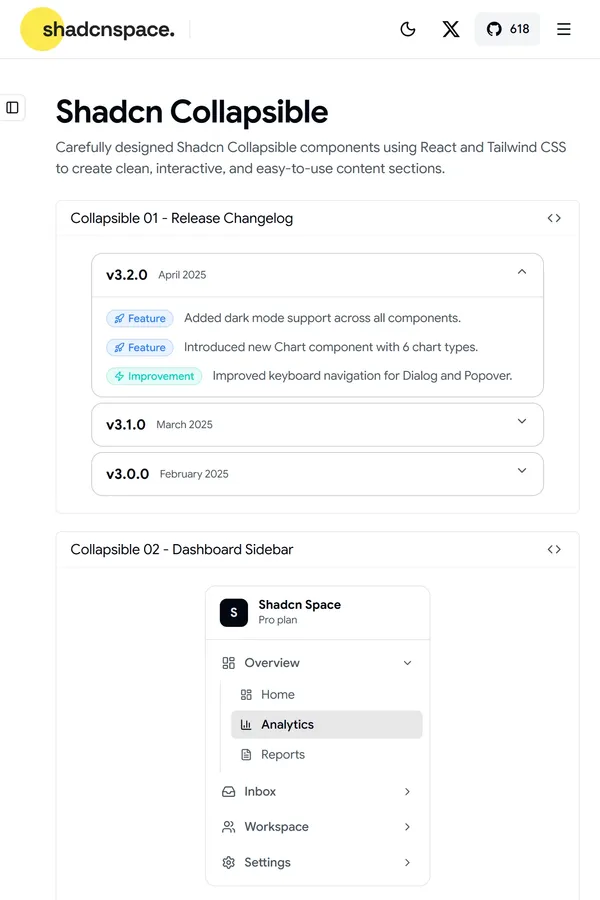 3+ Shadcn Collapsible Components for React & Next.js