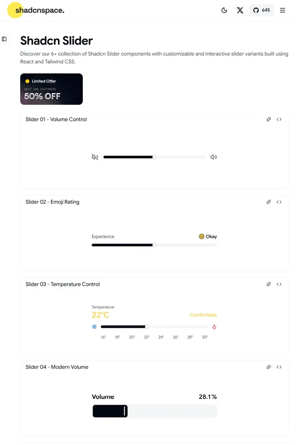 6+ Shadcn Slider Components for React & Next.js