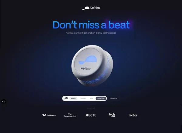 Keikku — Meet the Next-Gen Digital Stethoscope - Landing design inspiration