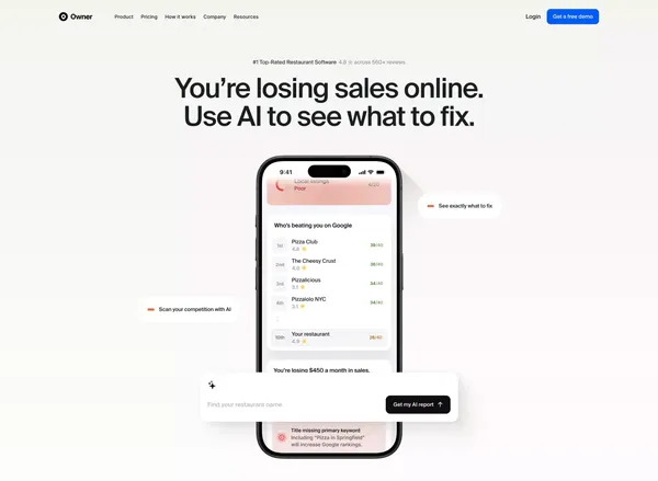 Online Ordering and Restaurant Marketing System | Owner.com - Landing design inspiration