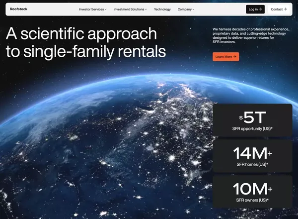 Invest in Single Family Rentals (SFR) at scale - Landing design inspiration