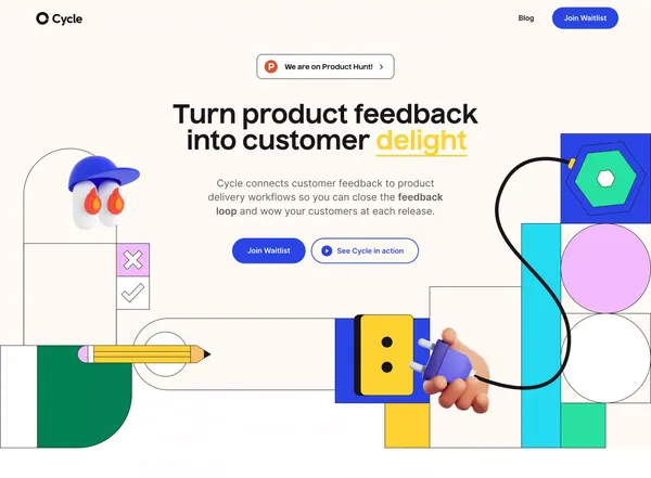 Cycle | Turn product feedback into customer love - Landing design inspiration