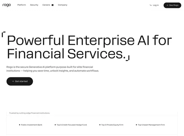 Rogo | Generative AI for financial services - Landing design inspiration