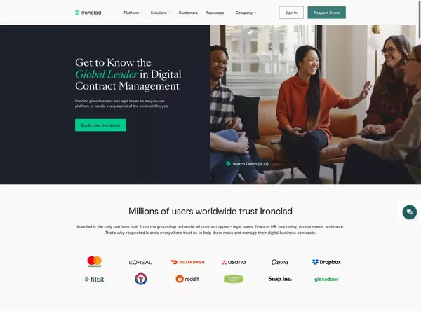 Ironclad: The Global Leader in Contract Management Software - Landing design inspiration