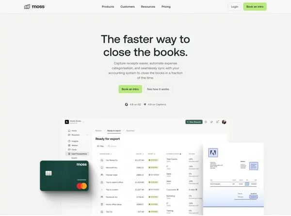 Moss: Spend smarter. - Landing design inspiration