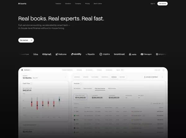 Quanta - Real-time accounting, purpose-built for software companies. - Landing design inspiration