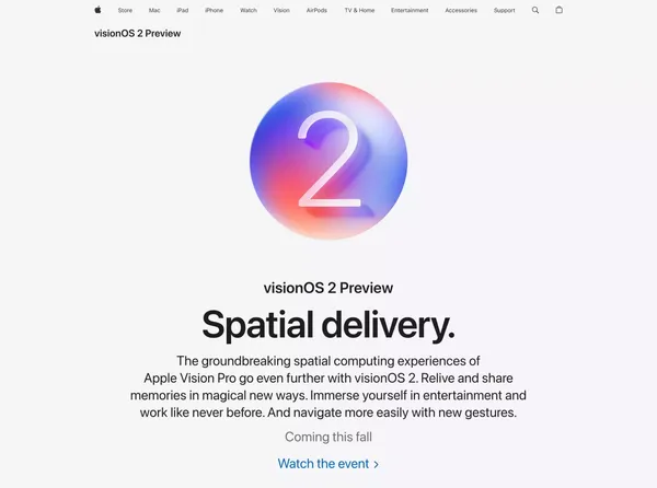 visionOS 2 Preview - Apple - Landing design inspiration
