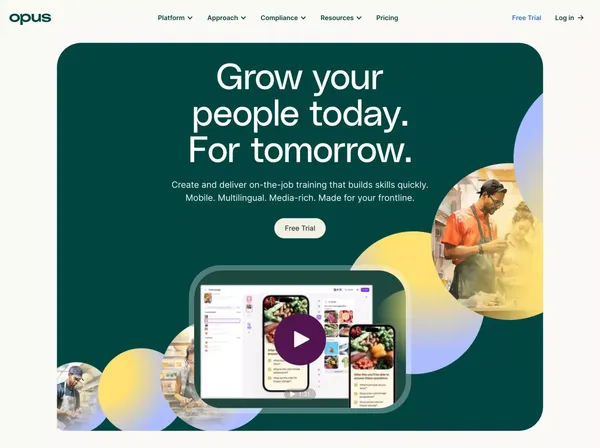 Opus - The training platform built for your frontline - Landing design inspiration
