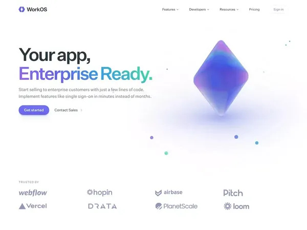 WorkOS — Your app, Enterprise Ready. - Landing design inspiration