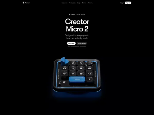 Framer CM-2 by Work Louder - Landing design inspiration
