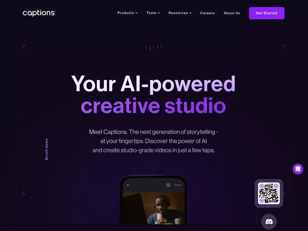 Captions | Your AI-powered creative studio - Landing design inspiration