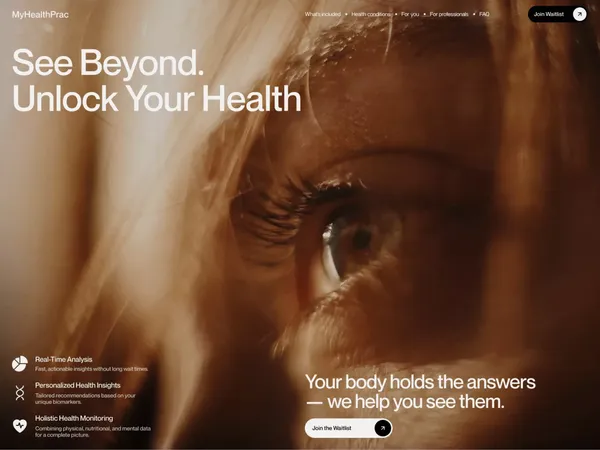 MyHealthPrac — Predictive, Personalised Health Powered by Functional Medicine - Landing design inspiration