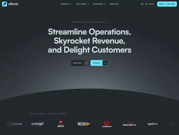 Effortel: Drive Telecom Revenue Growth | MVNE Solutions & Platforms - Landing design inspiration