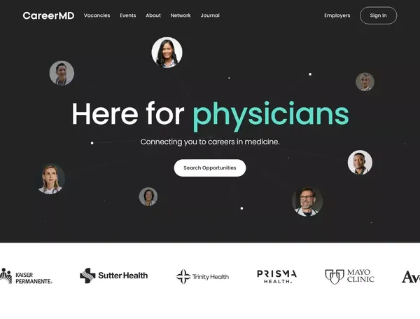 Career tools for Physicians | CareerMD - Landing design inspiration