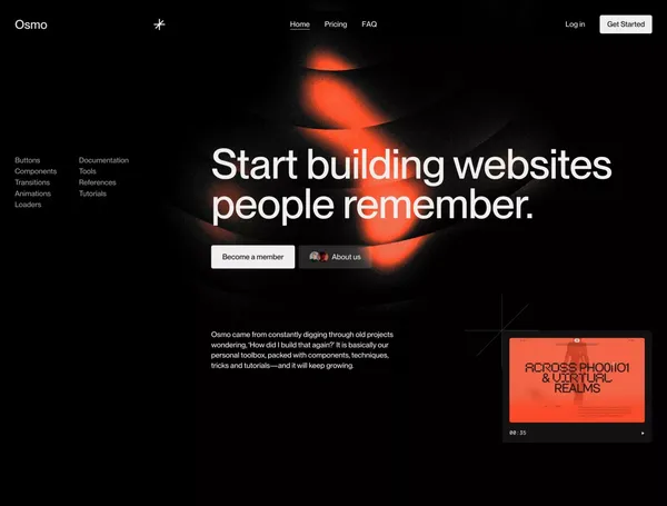 Osmo — Start building websites people remember - Landing design inspiration
