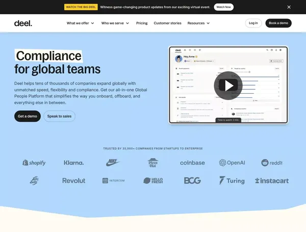 Deel | Global Payroll, Compliance & HR Solutions | HRIS - Landing design inspiration