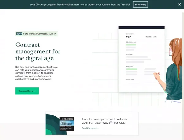 Ironclad: Contract Management Software for the Digital Age - Landing design inspiration