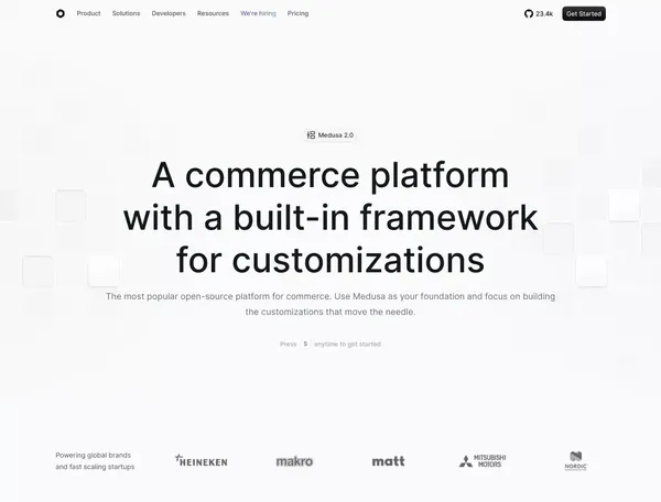 Medusa - Building blocks for digital commerce - Landing design inspiration